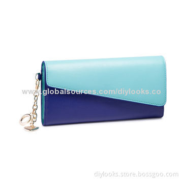 NUCELLE Stylish Split Leather Wallet (Blue)